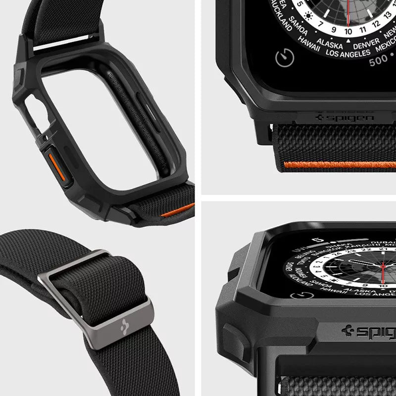 Spigen Lite Fit "Pro" - Dėklas su dirželiu, skirtas Apple Watch 4/5/6/7/8/9/SE 44/45 mm (Matte Black)