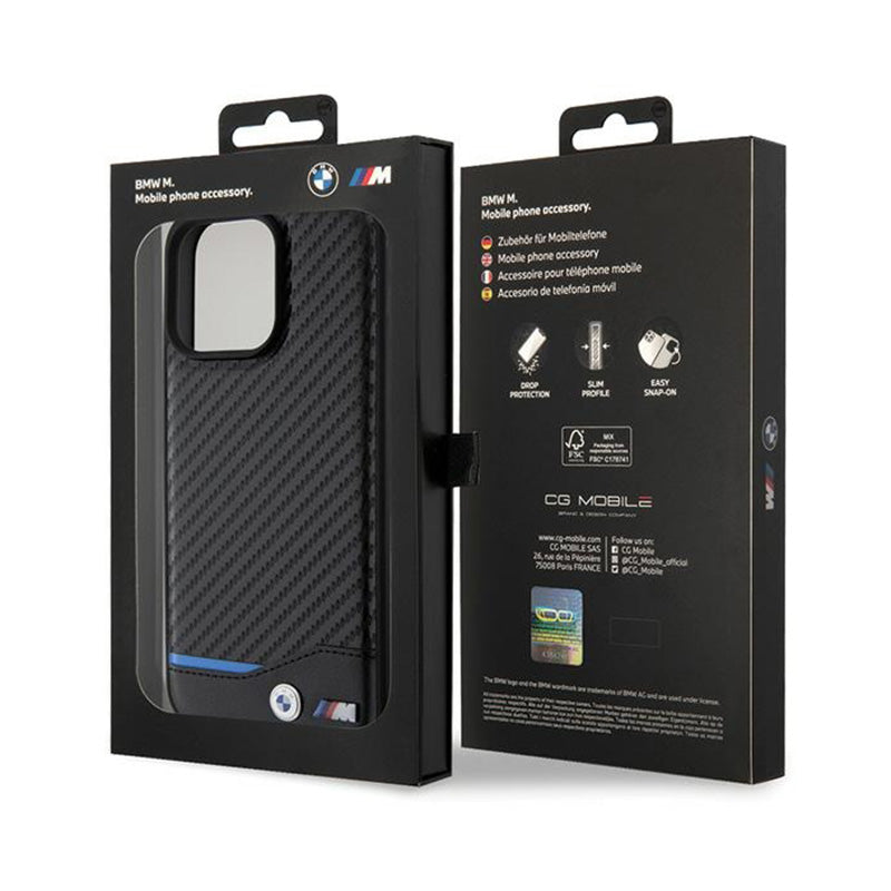BMW Odos Anglies Mėlynos Linijos Dėklas – skirtas iPhone 15 Pro Max (juoda)