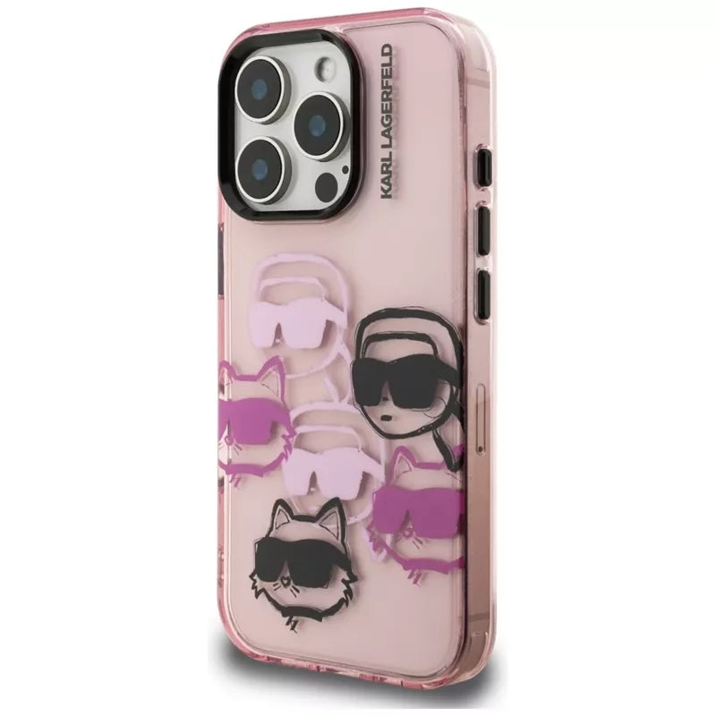 Karl Lagerfeld IML Multi K&C Galvų Raštas - Dėklas, skirtas iPhone 16 Pro (rožinė)