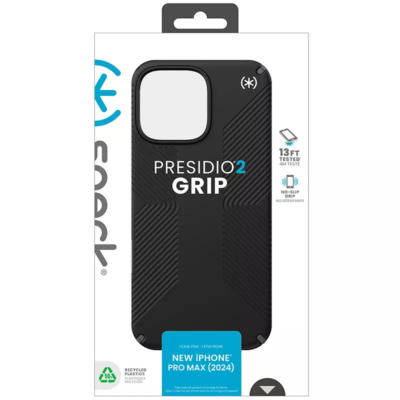 Speck Presidio2 Grip – dėklas, skirtas „iPhone 16 Pro Max“ („Black“ / „Slate Grey“ / „White“)