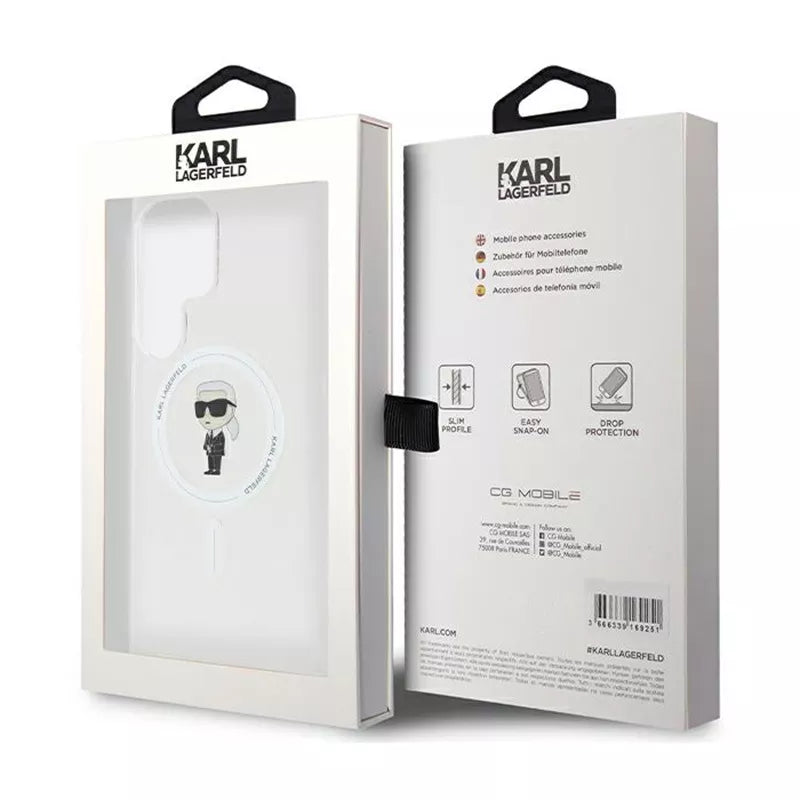 Karl Lagerfeld IML Ikonik MagSafe – dėklas, skirtas „Samsung Galaxy S23 Ultra“ (skaidrus)