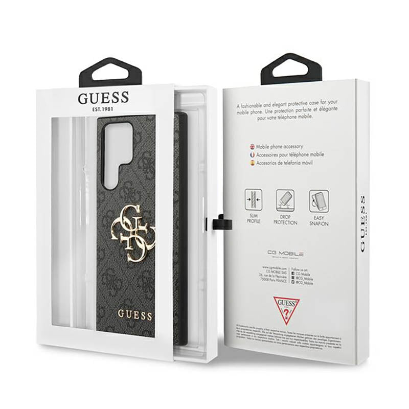 Guess 4G Big Metal Logo – dėklas, skirtas Samsung Galaxy S23 Ultra (pilka)
