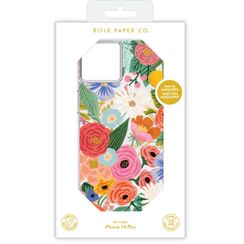 Rifle Paper Clear MagSafe – dėklas iPhone 14 Plus (Garden Party Blush)