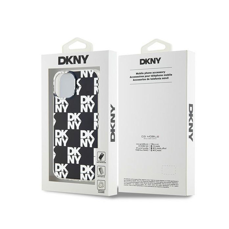 DKNY IML languoti, vienspalviai raštai – „iPhone 15“ / „14“ / „13“ dėklas (juodas)