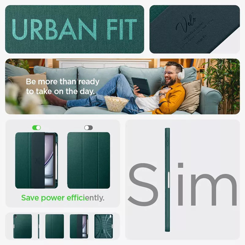 Spigen Urban Fit - dėklas skirtas iPad Air 11" M3 (2025) / M2 (2024) / iPad Air 10.9" (5-osios ir 4-osios kartos) (2022-2020) (vidurnakčio žalia)