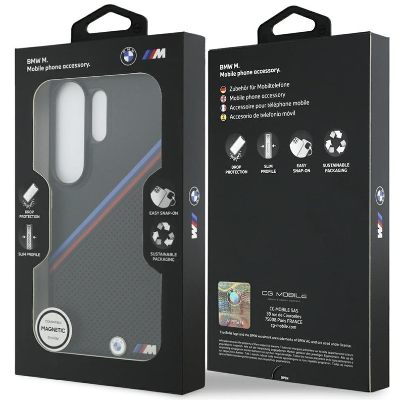 BMW Tricolor Metal Logo MagSafe - Samsung Galaxy S26 Ultra dėklas (juodas)