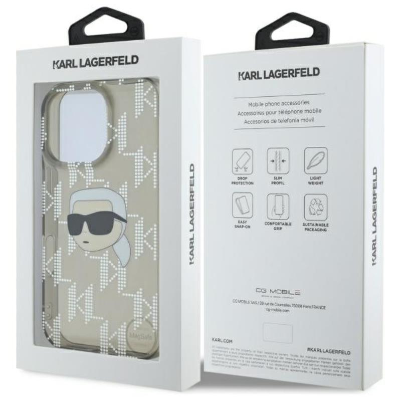 Karl Lagerfeld IML Karl Head Electroplated – dėklas iPhone 16 Pro (juodas)