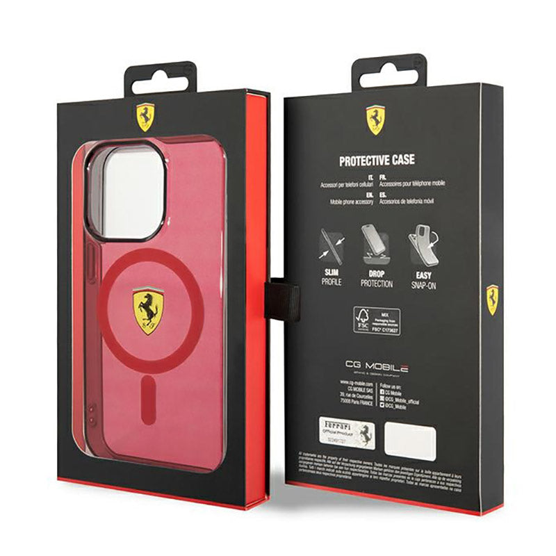 Ferrari Translucent MagSafe – Dėklas, skirtas iPhone 14 Pro Max (raudonas)