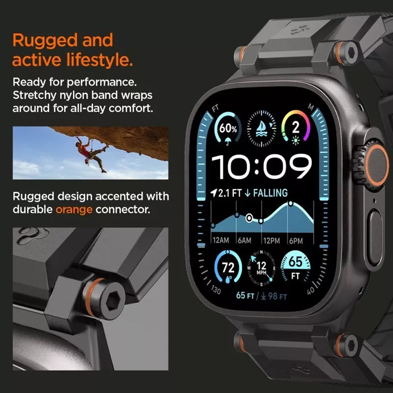 Spigen DuraPro Armor – juosta, skirta „Apple Watch 44/45/46/49 mm“ (juodas leidimas)