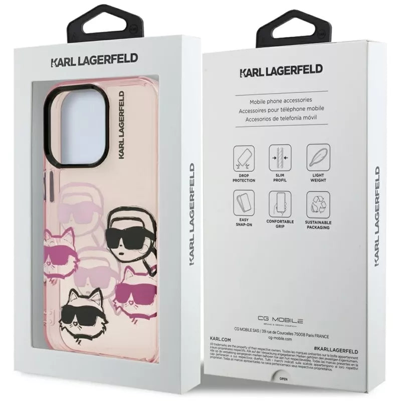 Karl Lagerfeld IML Multi K&C Galvų Raštas - Dėklas, skirtas iPhone 16 Pro (rožinė)