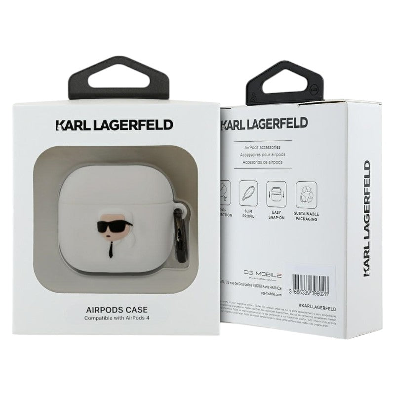 Karl Lagerfeld 3D silikoninis NFT – „AirPods 4“ dėklas (baltas)