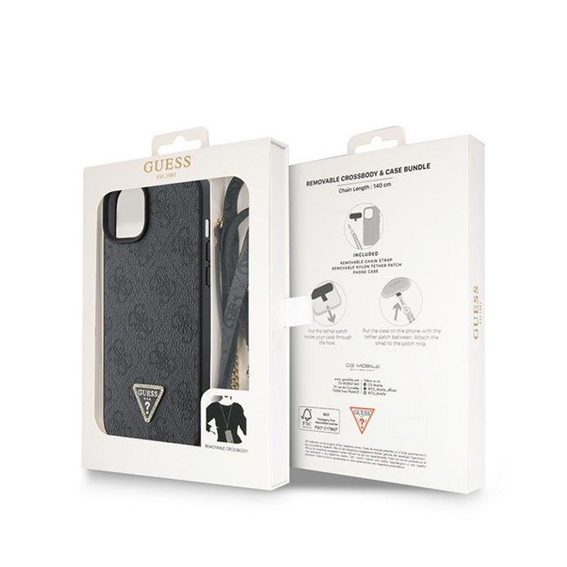 Guess Crossbody 4G Metal Logo - iPhone 15 dėklas (juodas)
