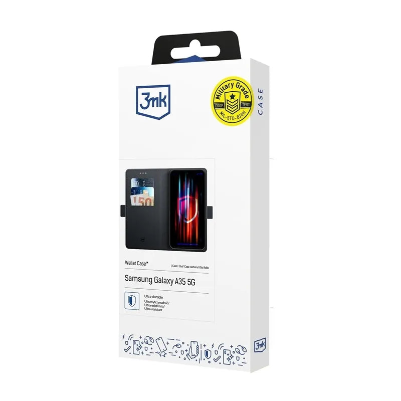 3mk Dėklas-piniginė – atverčiamas dėklas, skirtas Samsung Galaxy A57 (juodas)