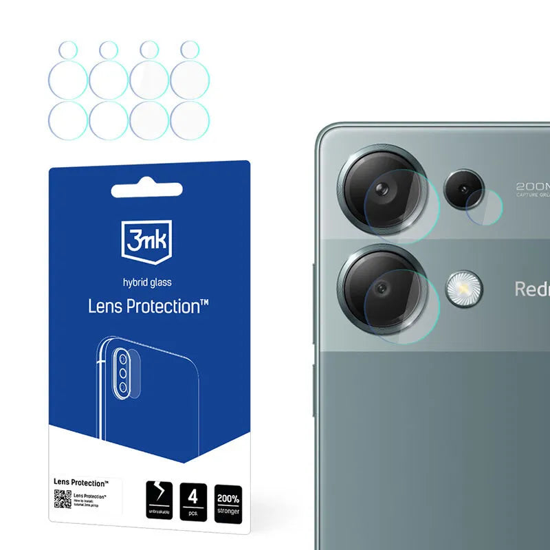 3mk Lens Protection - kameros objektyvo stiklas Xiaomi Redmi Note 13 Pro 4G (4 rinkiniai)