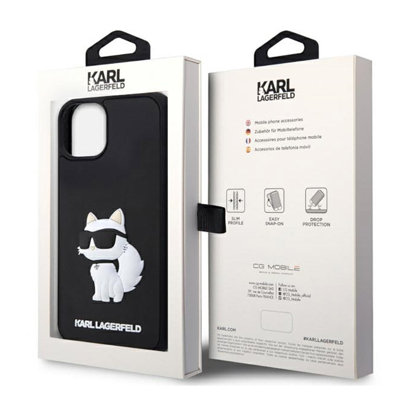 Karl Lagerfeld 3D guminis NFT Choupette - dėklas skirtas iPhone 14 (juodas)