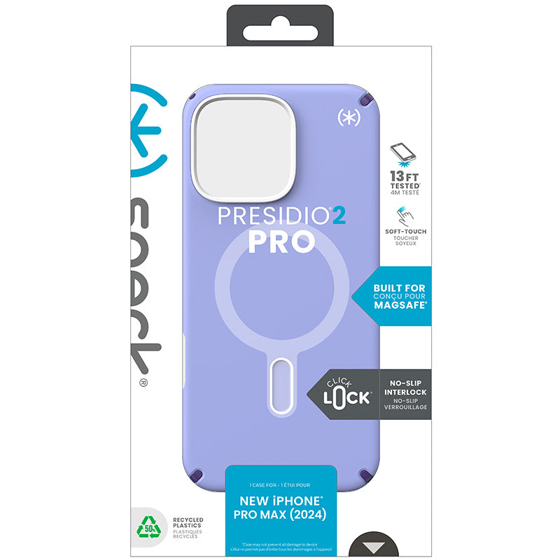 Speck Presidio2 Pro ClickLock & MagSafe - Dėklas iPhone 16 Pro Max (Future Lavender / Cassis Purple / White)