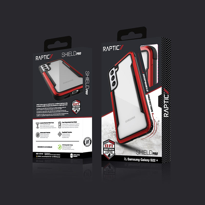 X-Doria Raptic Shield Pro – dėklas, skirtas „Samsung Galaxy S22+ 5G“ (su antimikrobine apsauga) (raudonas)