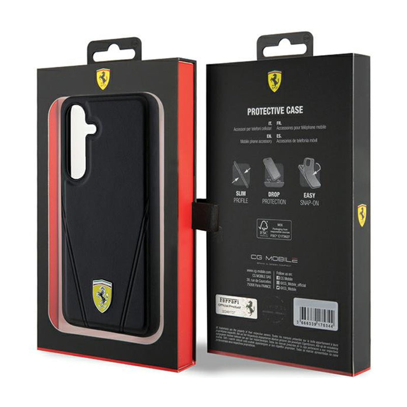 Ferrari Hot Stamp V Lines MagSafe – Samsung Galaxy S24 dėklas (juodas)
