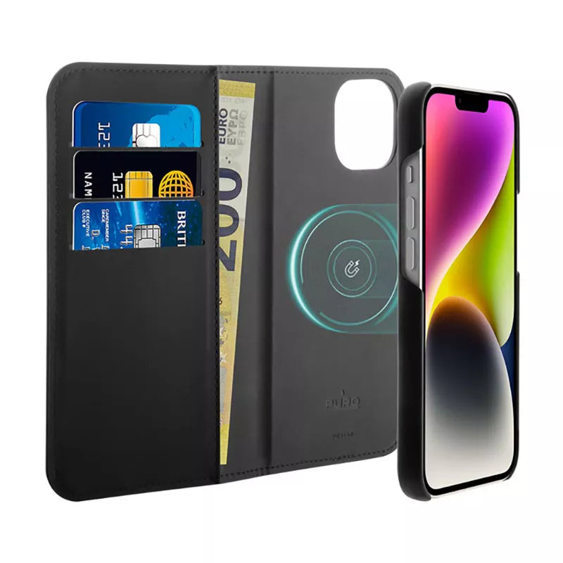 PURO Wallet Detachable – „2in1“ dėklas „iPhone 14 Plus“ (juodas)