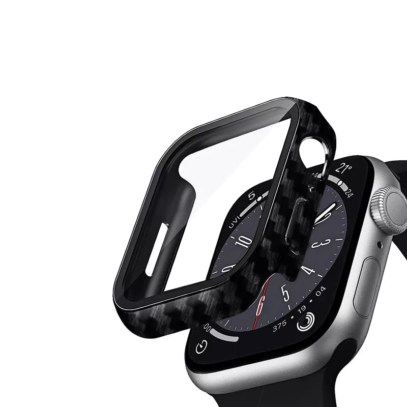 Crong Hybrid laikrodžio dėklas – dėklas su stiklu, skirtas „Apple Watch“ 44 mm (anglies pluošto)