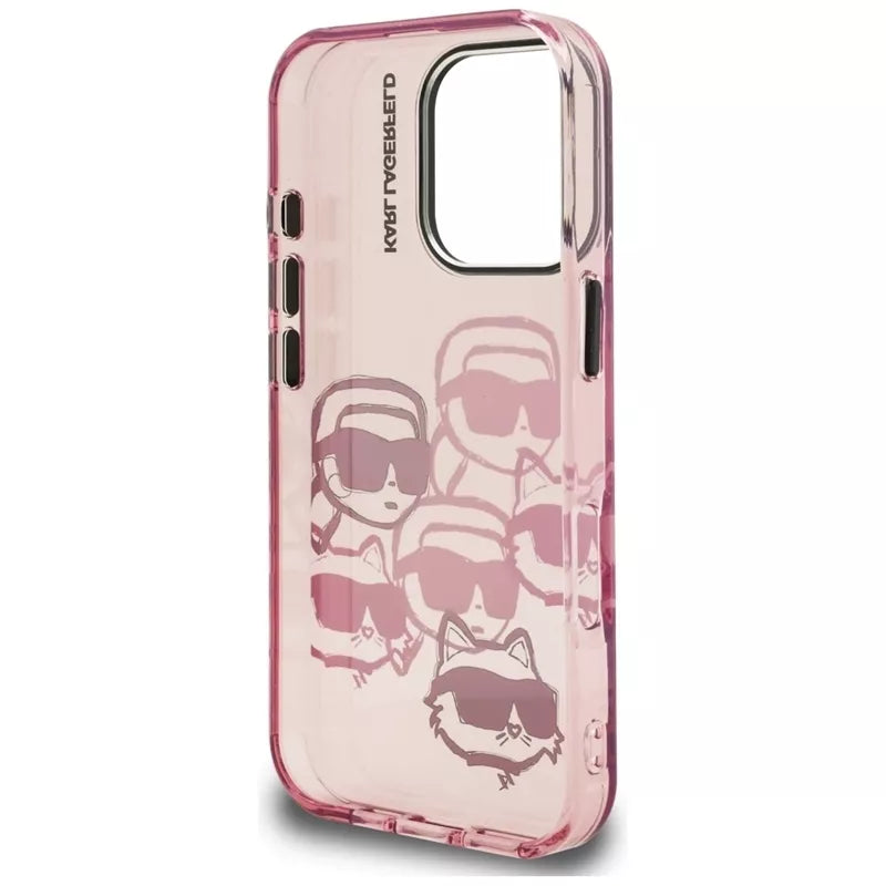 Karl Lagerfeld IML Multi K&C Galvų Raštas - Dėklas iPhone 16 Pro Max (rožinis)
