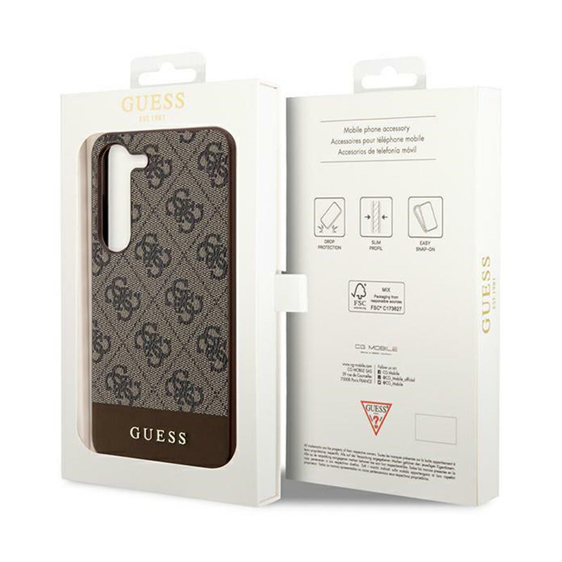 Guess 4G Bottom Stripe Metal Logo Collection - "Samsung Galaxy S24+" dėklas (rudas)