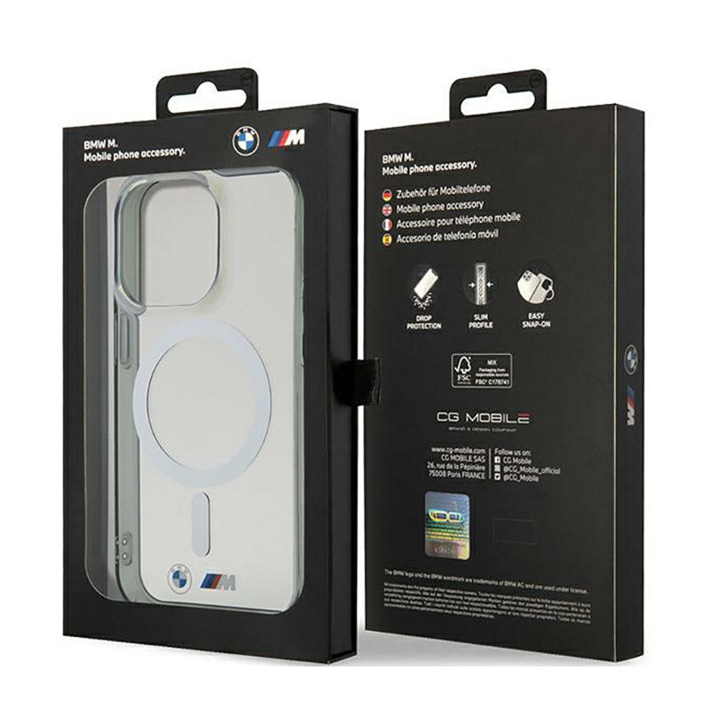 BMW sidabrinis žiedas MagSafe – dėklas, skirtas iPhone 14 Pro Max (permatomas)