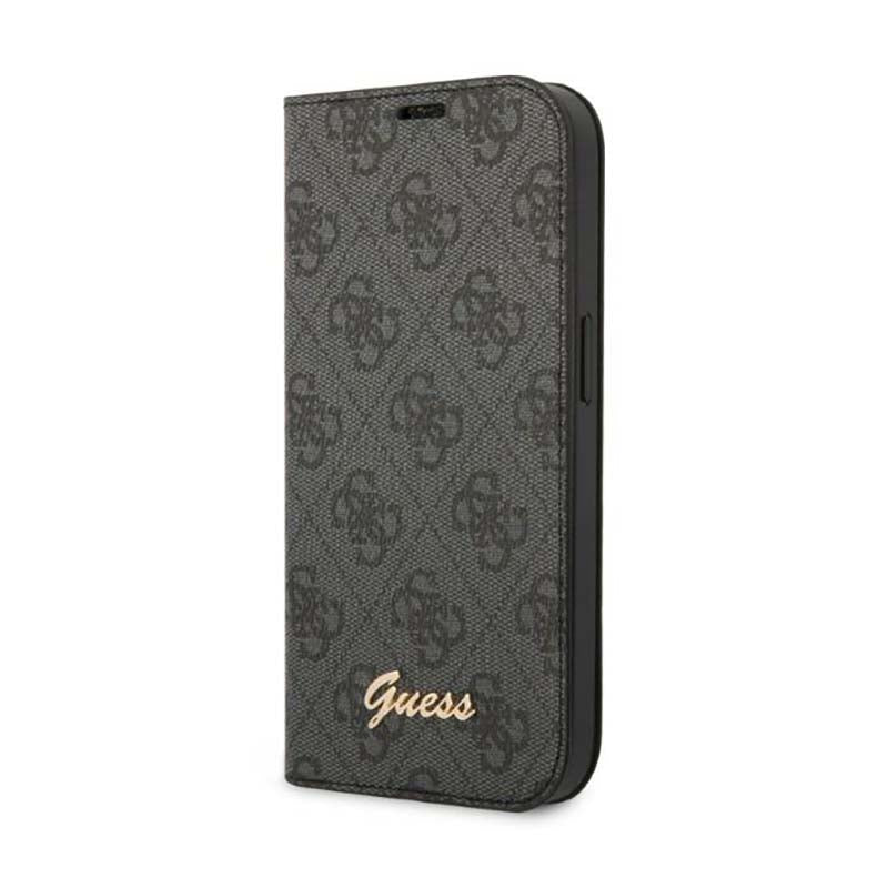Guess 4G Metal Camera Outline Booktype dėklas - dėklas iPhone 14 (juodas)