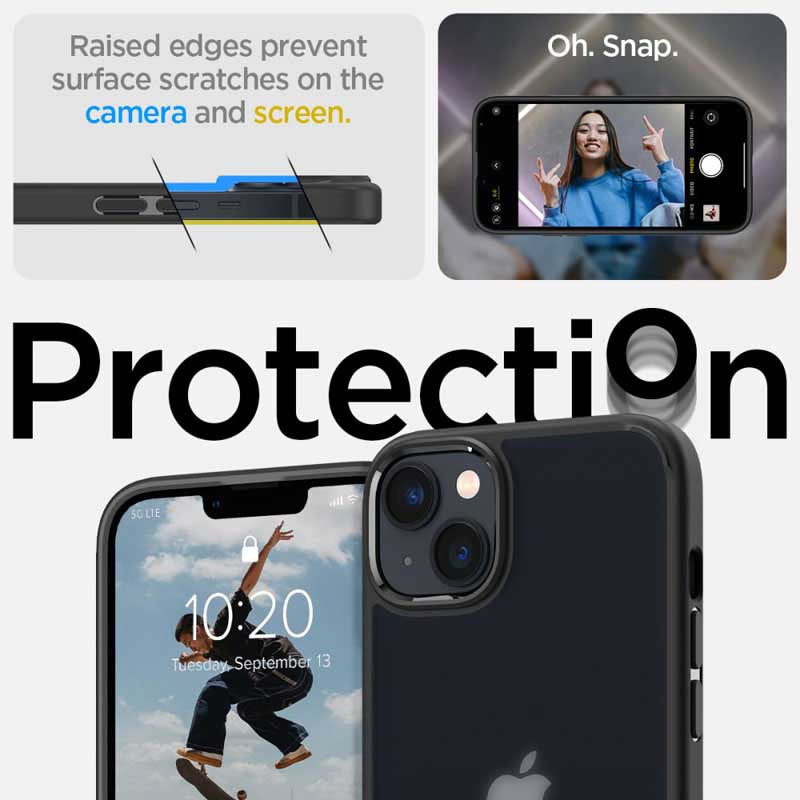 Spigen Ultra Hybrid Matte – dėklas, skirtas iPhone 15 Plus / iPhone 14 Plus (matinė juoda)