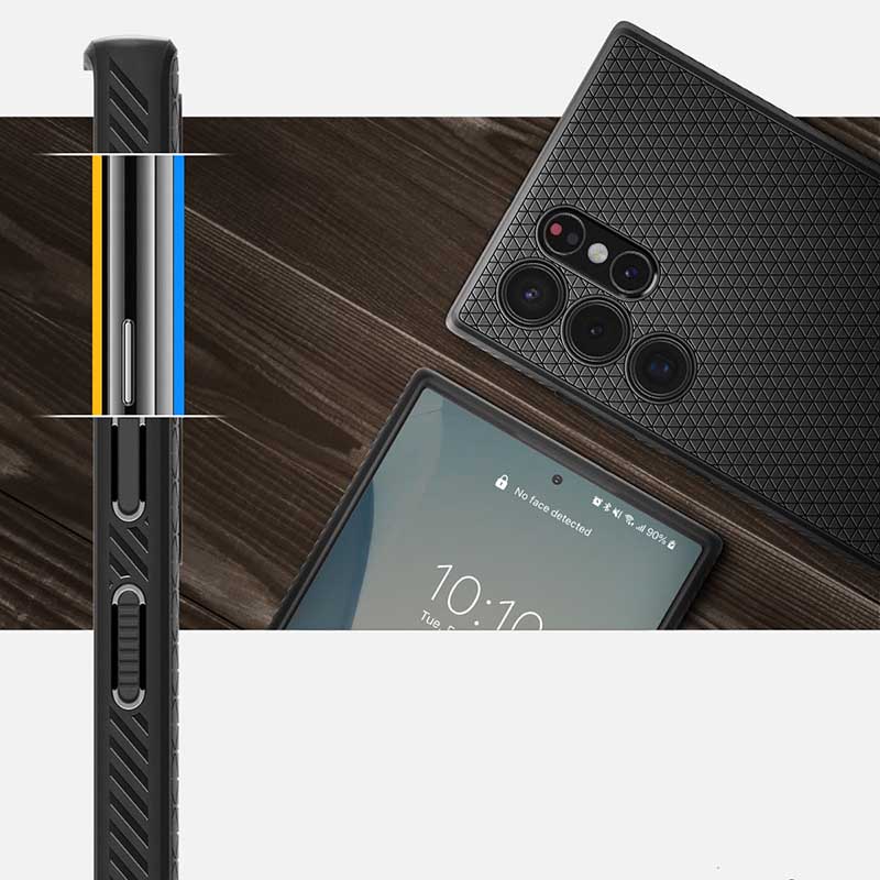 Spigen Liquid Air – dėklas Samsung Galaxy S22 Ultra (juodas)