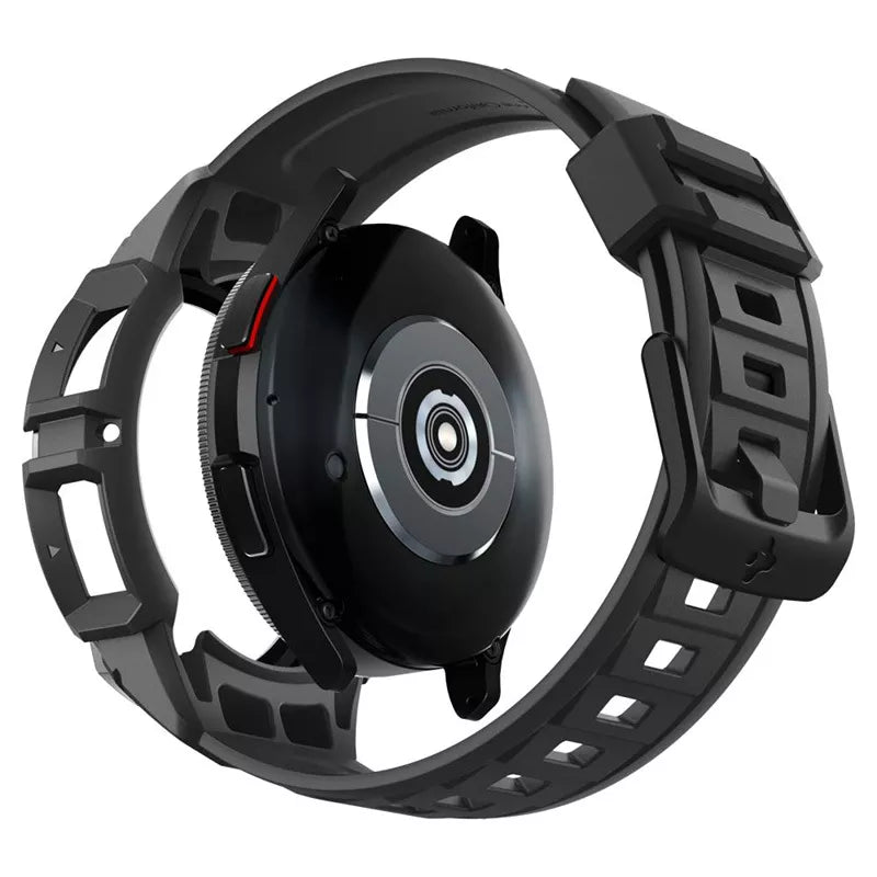 Spigen Rugged Armor Pro - dirželis + dėklas, skirtas „Samsung Galaxy Watch 6 Classic 47 mm“ (juoda)