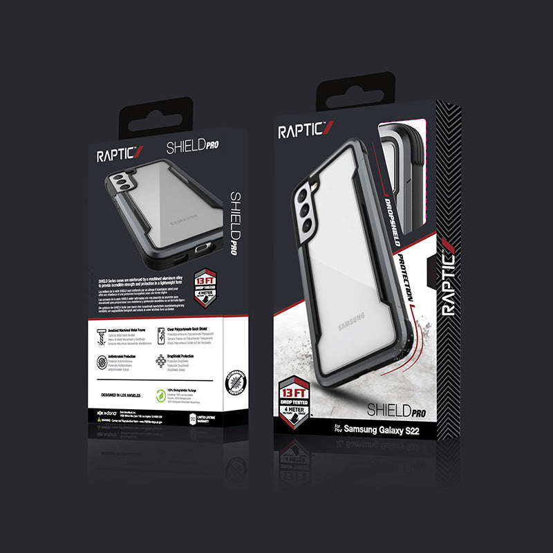 X-Doria Raptic Shield Pro – dėklas, skirtas „Samsung Galaxy S22 5G“ (su antibakterine apsauga) (juodas)