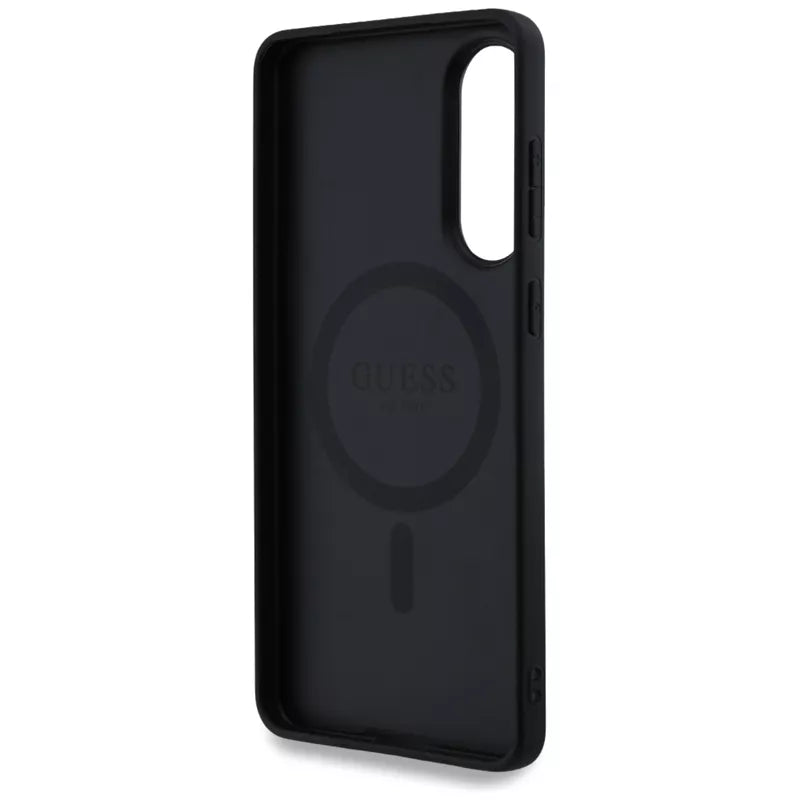 Guess 4G Ring Classic Logo MagSafe - Dėklas Samsung Galaxy S25 Edge (juodas)