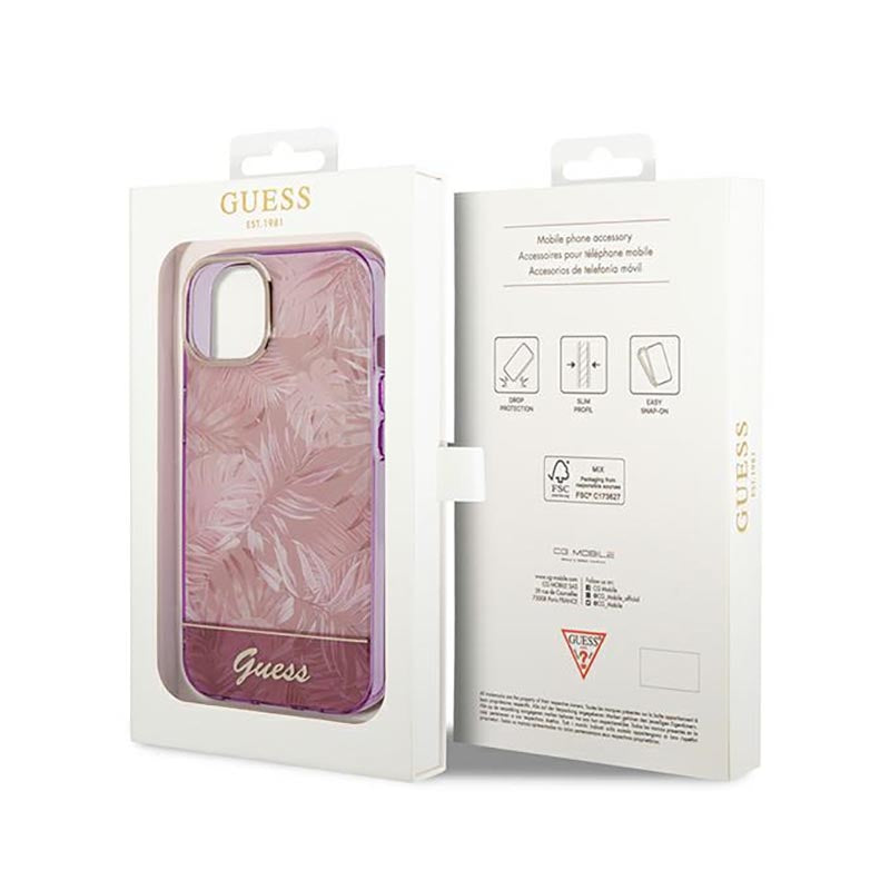 Guess Jungle dėklas – dėklas, skirtas „iPhone 14 Plus“ (rožinis)