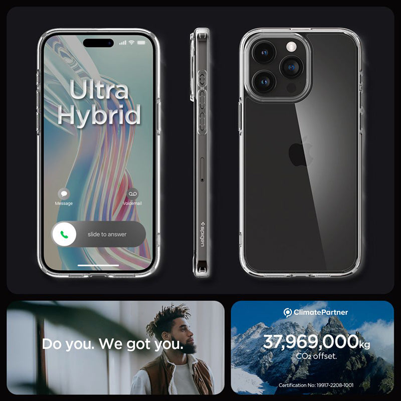 Spigen Ultra Hybrid – dėklas iPhone 15 Pro Max (skaidrus)