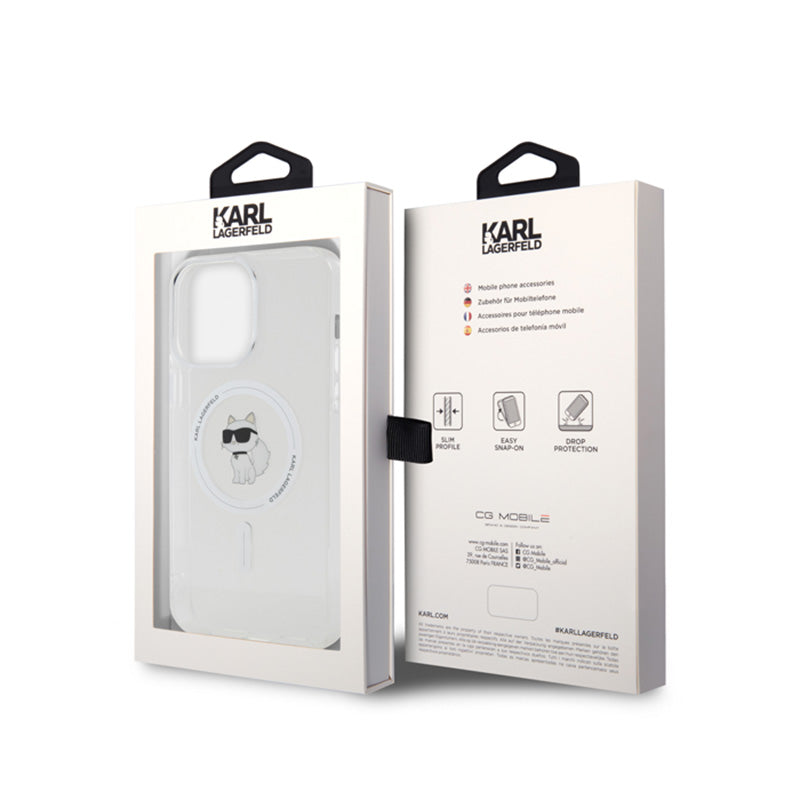 Karl Lagerfeld IML Choupette MagSafe – dėklas, skirtas „iPhone 15 Pro Max“ (skaidrus)