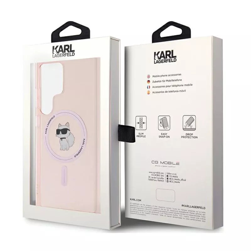 Karl Lagerfeld IML Choupette MagSafe – dėklas Samsung Galaxy S24 Ultra (rožinis)
