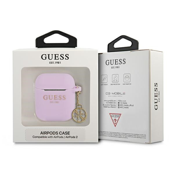 Guess 4G Charms silikoninis dėklas - dėklas AirPods (Violetinė)