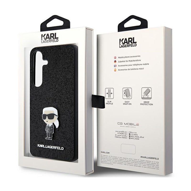 Karl Lagerfeld Fixed Glitter Ikonik Logo Metal Pin - Samsung Galaxy S24 dėklas (juodas)