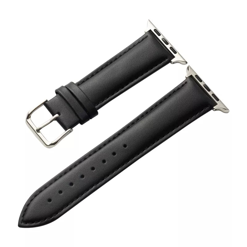 Crong Noble Band – natūralios odos apyrankė, skirta „Apple Watch“ 44/45/46/49 mm (juoda)