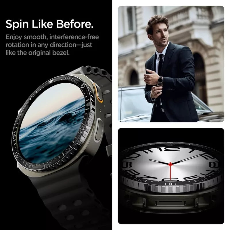 Spigen Bezel Tune Diver - Apsauginis korpusas / Bezel žiedas, skirtas Samsung Galaxy Watch 8 44 mm (Juodas)