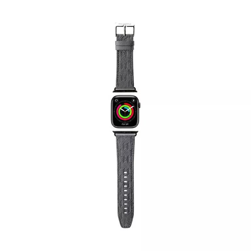Karl Lagerfeld Saffiano Monogram - dirželis, skirtas „Apple Watch“ 38/40/41 mm (sidabrinis)