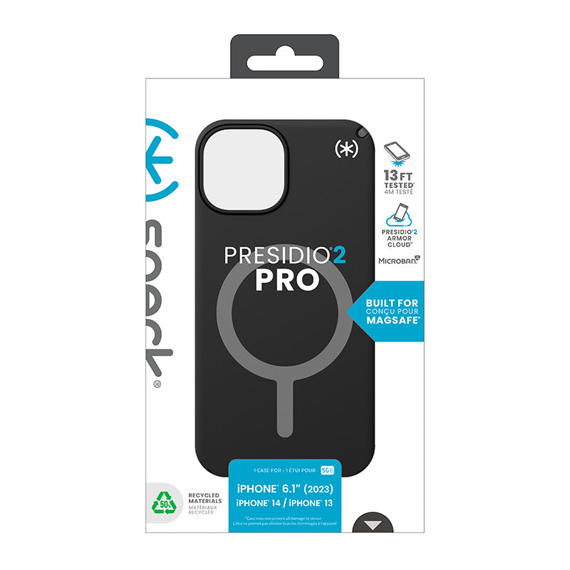 Speck Presidio2 Pro Magsafe – dėklas, skirtas iPhone 16e / iPhone 15 / iPhone 14 / iPhone 13 (juodas / šiferio pilkas / baltas)