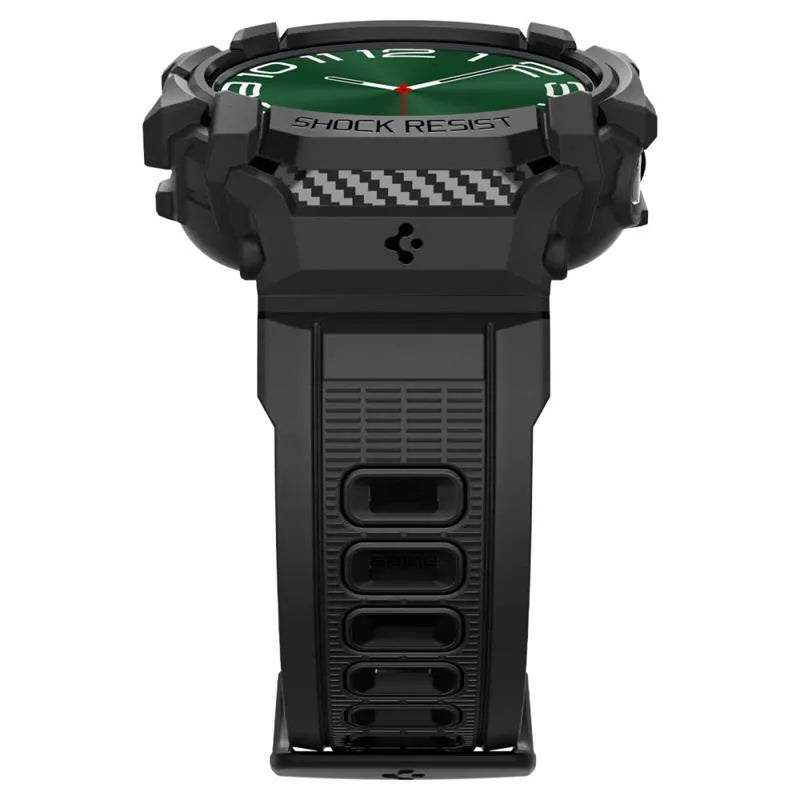 Spigen Rugged Armor Pro - Dirželis + Dėklas, skirtas Samsung Galaxy Watch Ultra 47 mm (2025/2024) (Matinė Juoda)
