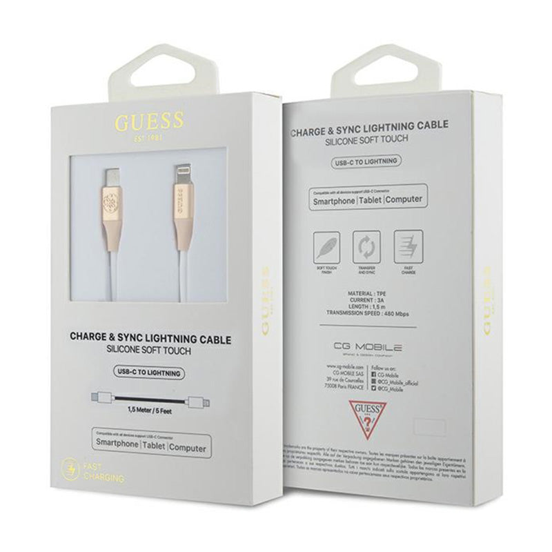 Guess Ebossed Logo - USB-C to Lightning kabelis MFi sertifikuotas 1.5m (auksinis)