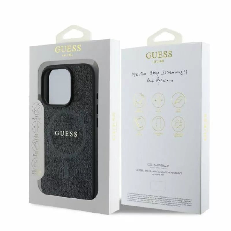 Guess 4G Ring Classic Logo MagSafe - "iPhone 16 Pro" dėklas (juodas)