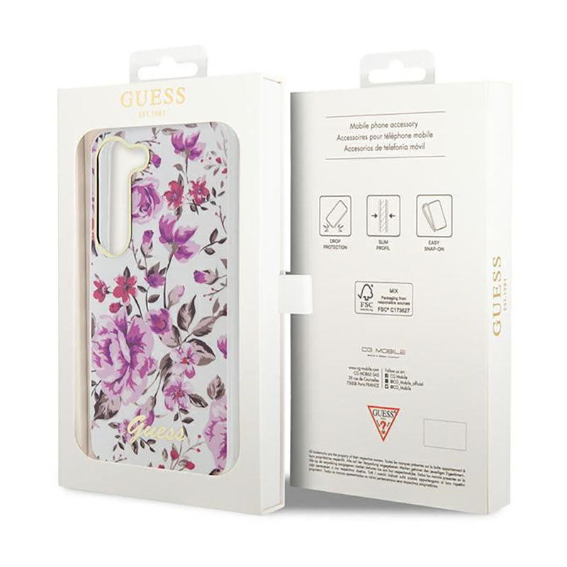 Guess Flower Collection – dėklas Samsung Galaxy S23+ (baltas)