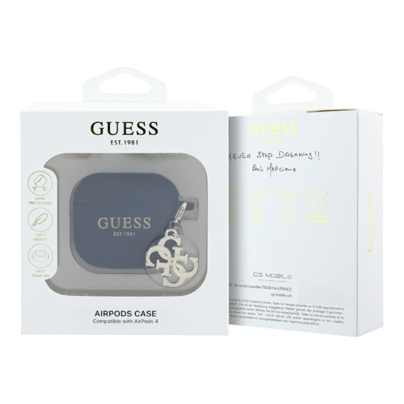 Guess Silicone 4G Charm - AirPods 4 dėklas (juodas)