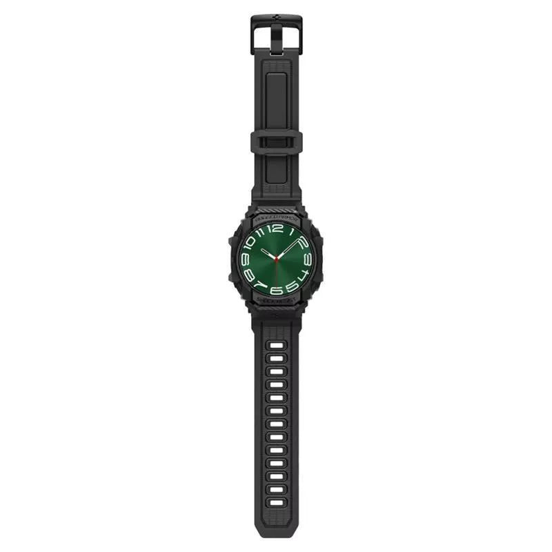 Spigen Rugged Armor Pro - Dirželis + Dėklas, skirtas Samsung Galaxy Watch Ultra 47 mm (2025/2024) (Matinė Juoda)