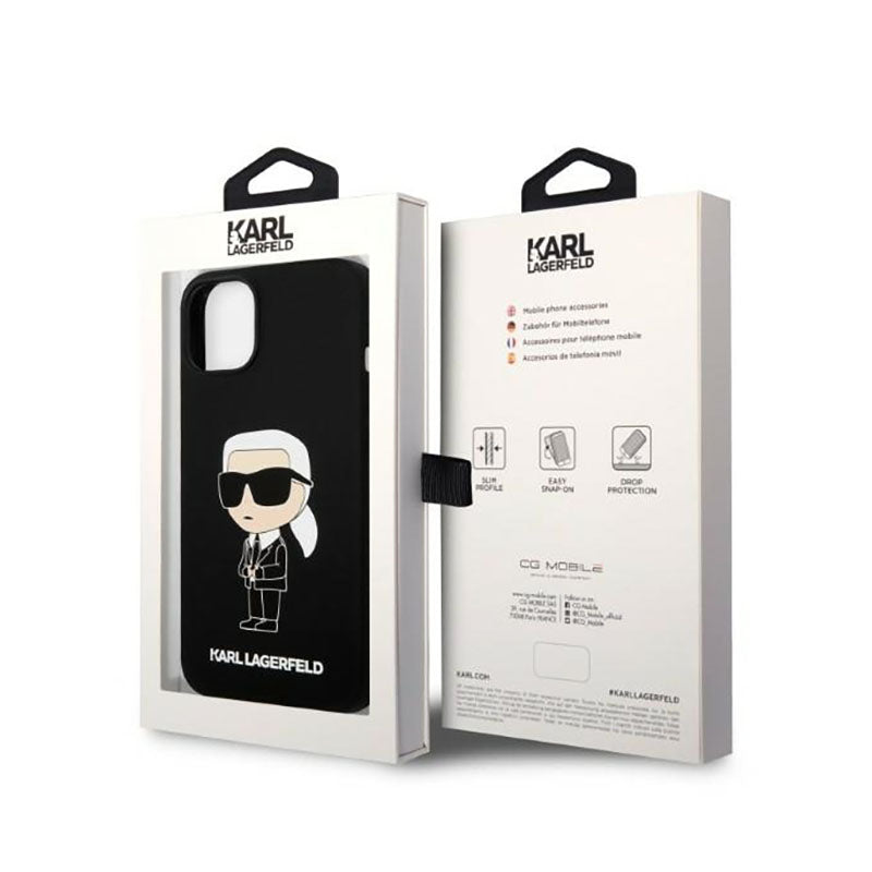 Karl Lagerfeld silikoninis NFT Ikonik – dėklas, skirtas iPhone 14 Plus (juoda)